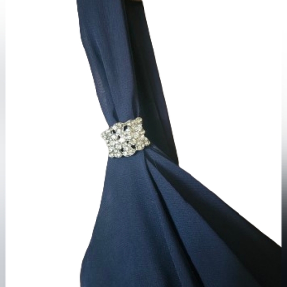 Lazaro Navy Blue Chiffon Formal Maxi Dress - Picture 4 of 5